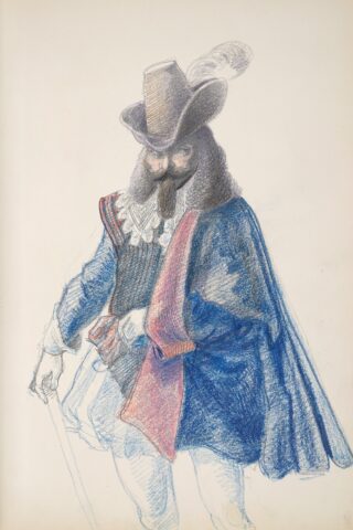 Eine Handzeichnung von Herzog Georg II. auf dem eine Figurine zu sehen ist.