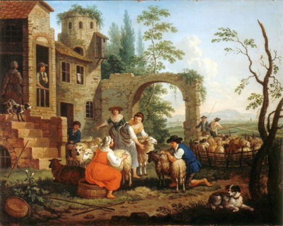 Der Hofmaler Wilhelm Hirt stellte in seinen 12 Bildern typische Situationen und Handlungen seiner Zeitgenossen in den 12 Monaten des Jahres dar.