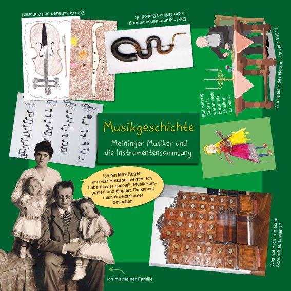 Kinder-Museumswürfel an den Museumseingängen,
Seite Musikgeschichte,
Entwurf Ines Ulbrich,
Schmalkalden